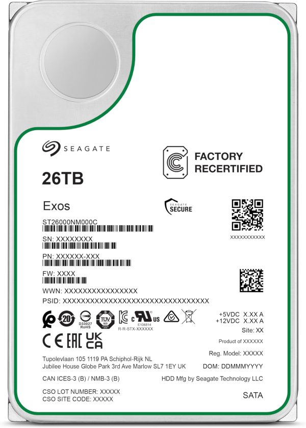 Seagate Exos 26TB SATA Seagate Exos 26TB SATA HDD 3,5" ST26000NM000C