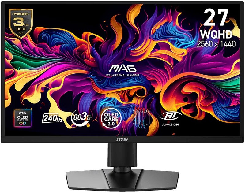 MSI MAG 272QP QD-OLED X24 27" Quad HD 240Hz QD-OLED Gaming monitor